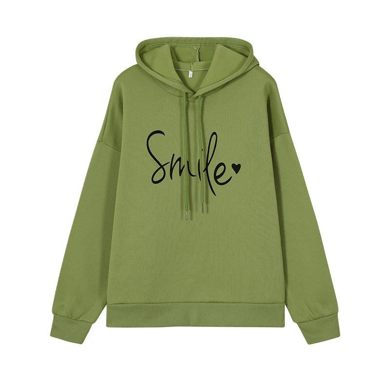 Damen Kapuzenpullover mit Herzmotiv und Rippbündchen