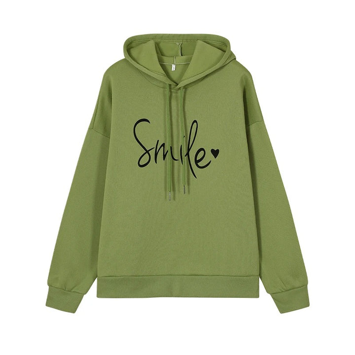 Damen Kapuzenpullover mit Herzmotiv und Rippbündchen