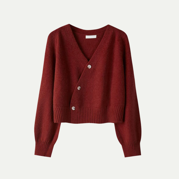 Damen Langarm-Cardigan mit asymmetrischem Knopfverschluss