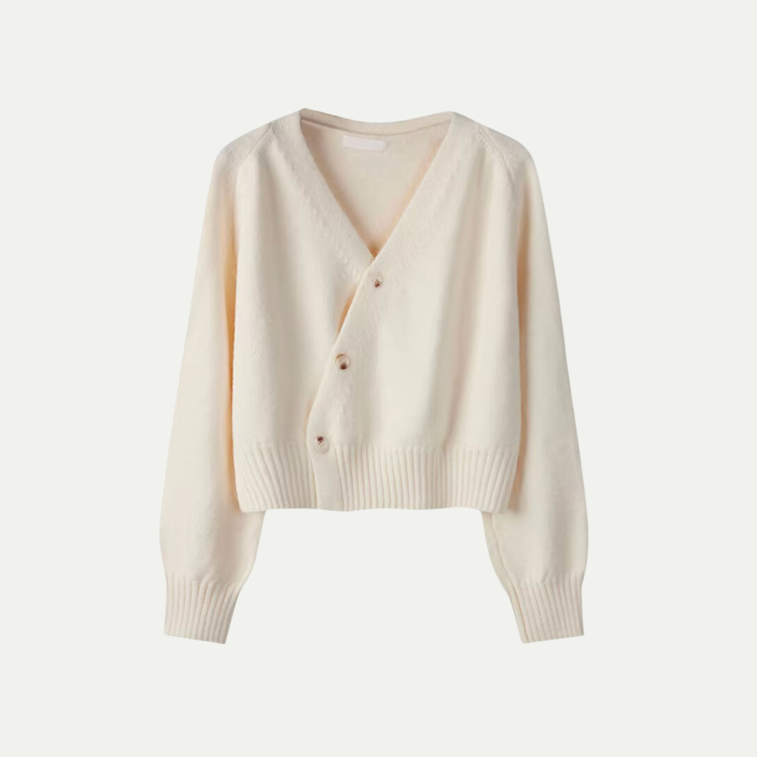 Damen Langarm-Cardigan mit asymmetrischem Knopfverschluss