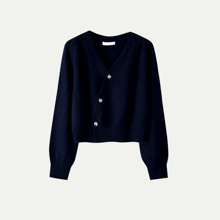 Damen Langarm-Cardigan mit asymmetrischem Knopfverschluss