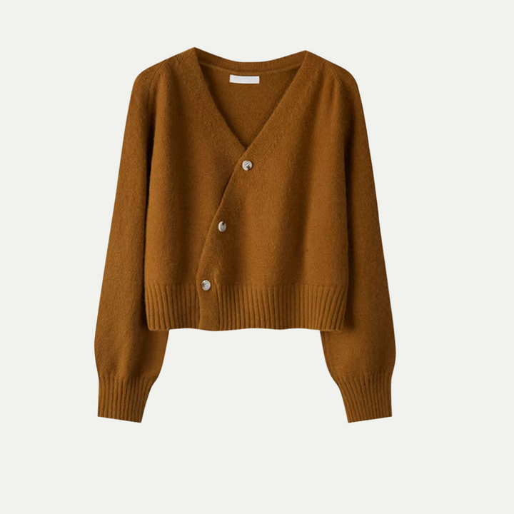 Damen Langarm-Cardigan mit asymmetrischem Knopfverschluss