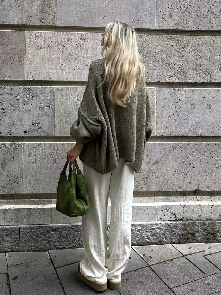 Damen Langarm Cardigan mit Rundhalsausschnitt und Rippbündchen