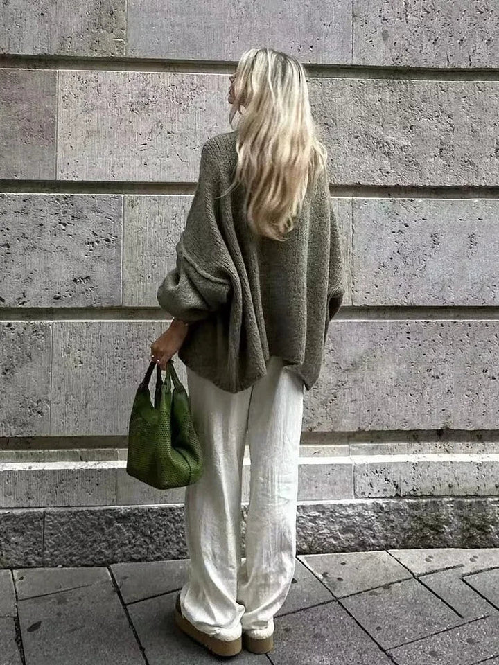 Damen Langarm Cardigan mit Rundhalsausschnitt und Rippbündchen