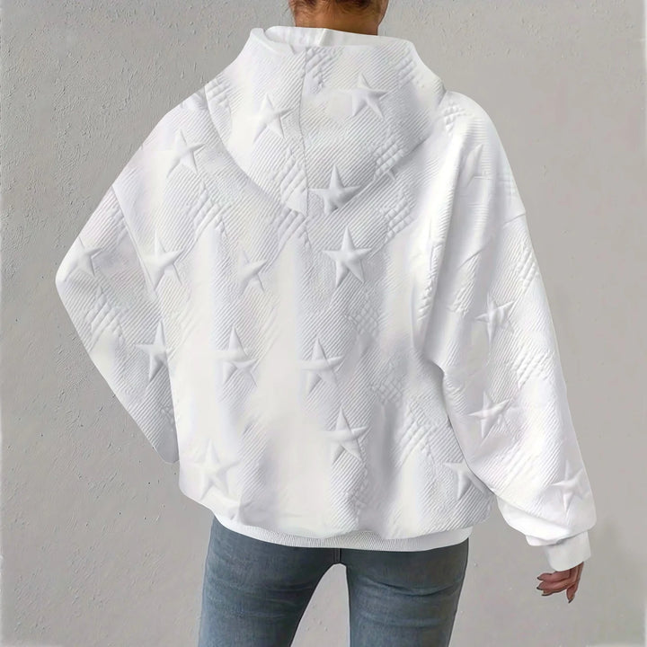 Damen Langarm-Kapuzenpullover mit Sternprägung und Rippbündchen