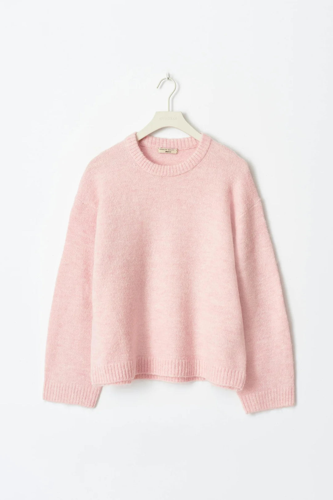 Damen-Langarm-Pullover mit geripptem Rundhalsausschnitt