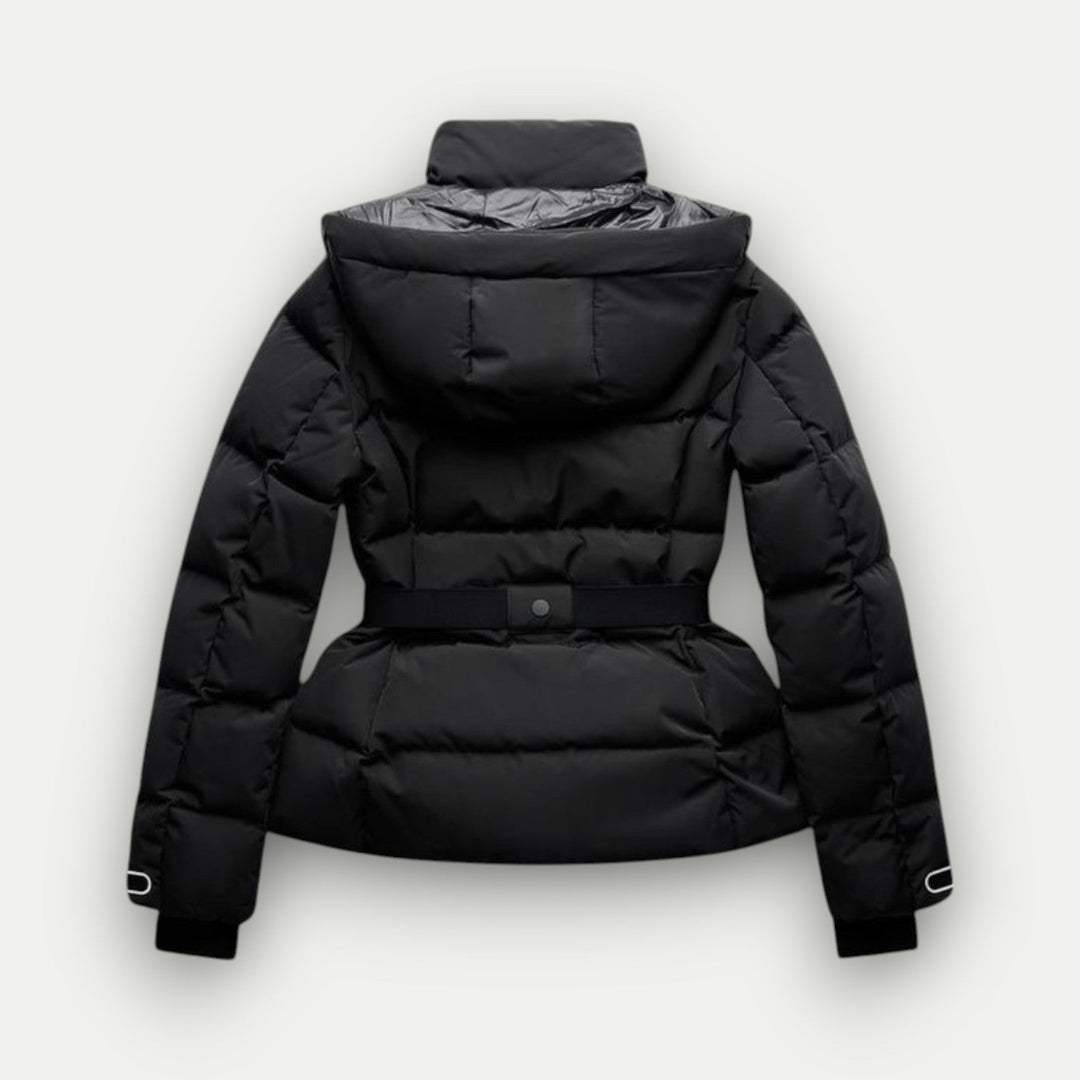 Damen Langarm-Steppjacke mit Gürtel und Reißverschlusstaschen