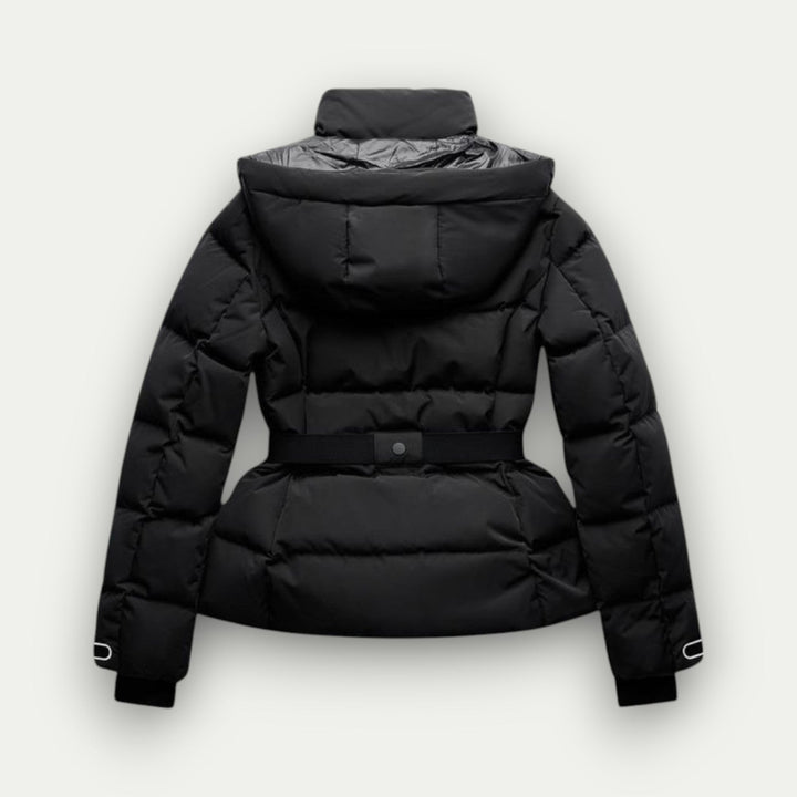 Damen Langarm-Steppjacke mit Gürtel und Reißverschlusstaschen