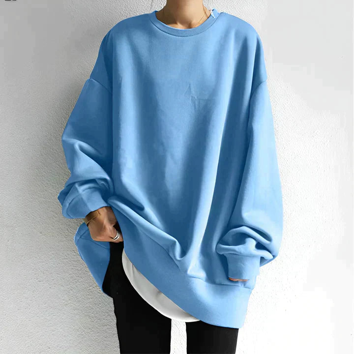 Damen Langarm Sweatshirt mit Rundhalsausschnitt und Rippbund