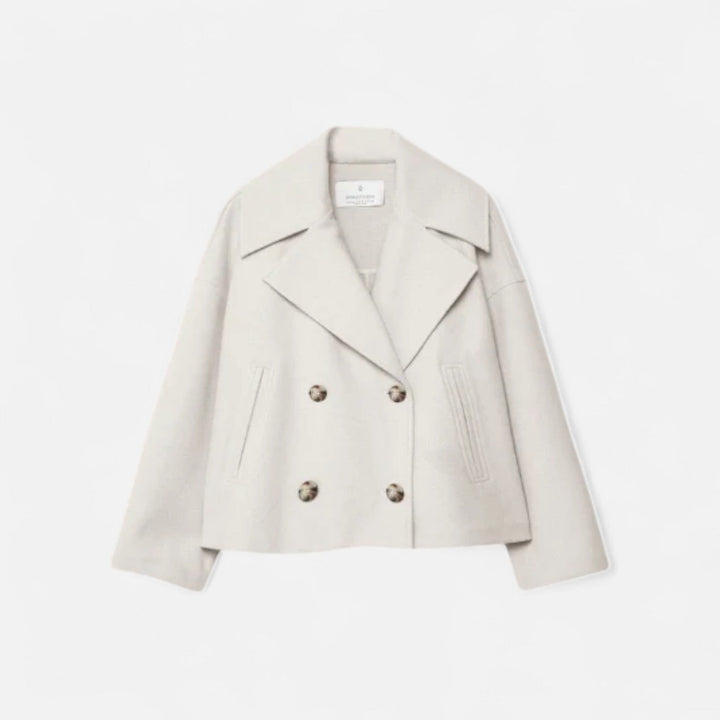 Damen Langarmjacke mit breiten Revers und Leistentaschen