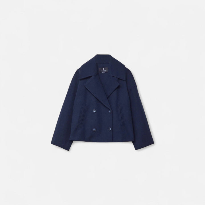 Damen Langarmjacke mit breiten Revers und Leistentaschen
