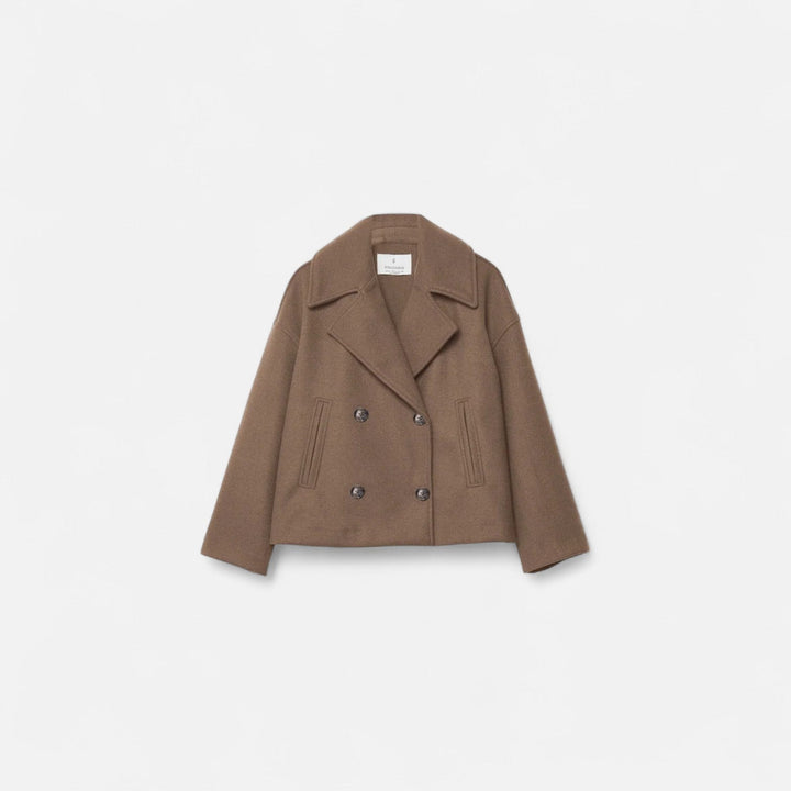 Damen Langarmjacke mit breiten Revers und Leistentaschen