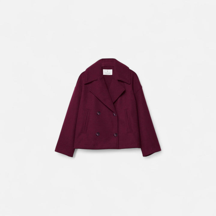 Damen Langarmjacke mit breiten Revers und Leistentaschen