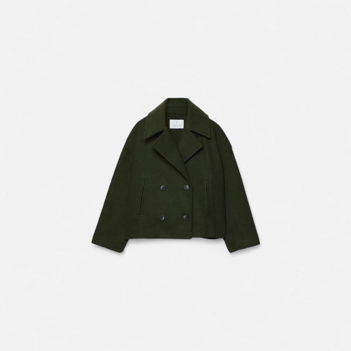 Damen Langarmjacke mit breiten Revers und Leistentaschen