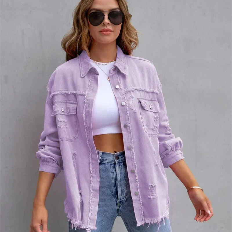 Damen Langarmjacke mit Druckknöpfen und zwei Brusttaschen