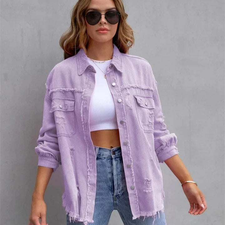 Damen Langarmjacke mit Druckknöpfen und zwei Brusttaschen