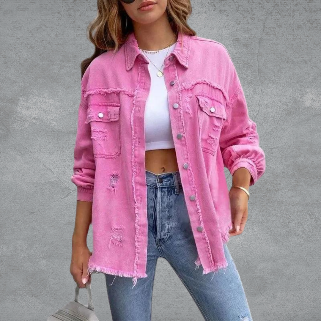 Damen Langarmjacke mit Druckknöpfen und zwei Brusttaschen