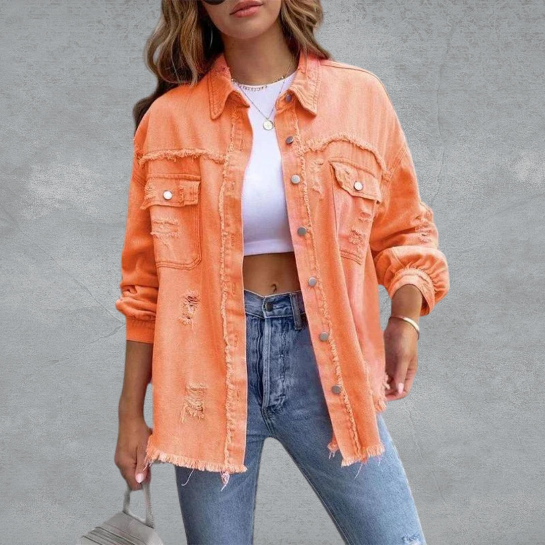 Damen Langarmjacke mit Druckknöpfen und zwei Brusttaschen