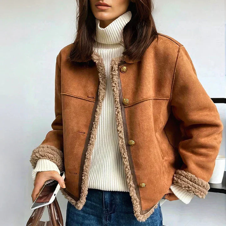 Damen Langarmjacke mit Knopfleiste und Leistentaschen