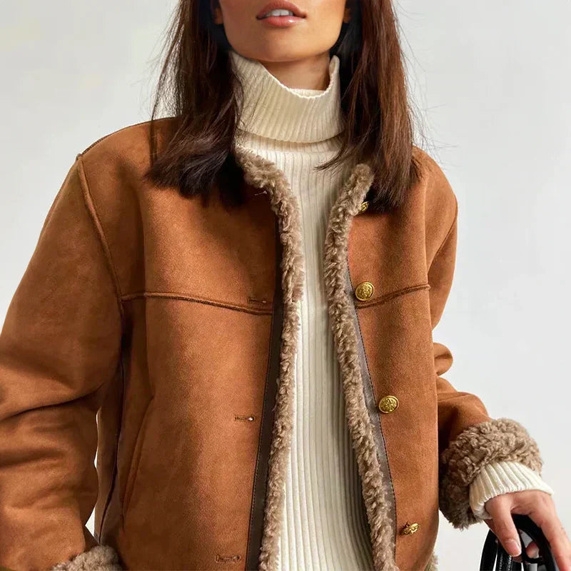 Damen Langarmjacke mit Knopfleiste und Leistentaschen