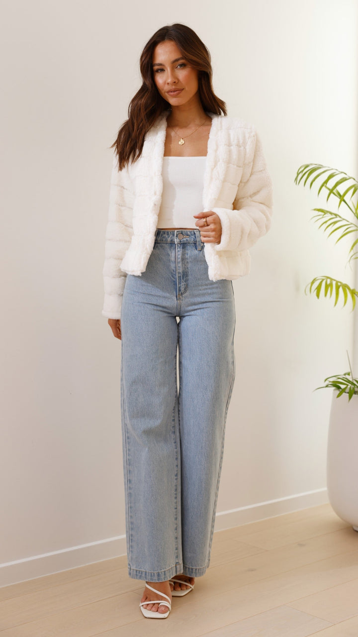 Damen Langarmjacke mit offener Front und horizontaler Absteppung