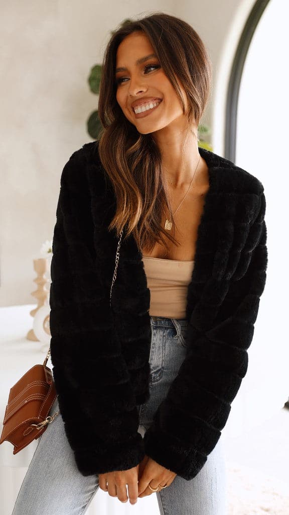 Damen Langarmjacke mit offener Front und horizontaler Absteppung