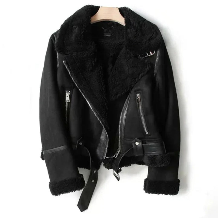 Damen Langarmjacke mit Reißverschlusstaschen und Gürtel