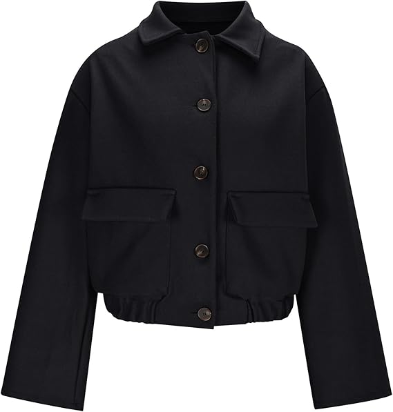 Damen Langarmjacke mit spitzem Kragen und Pattentaschen