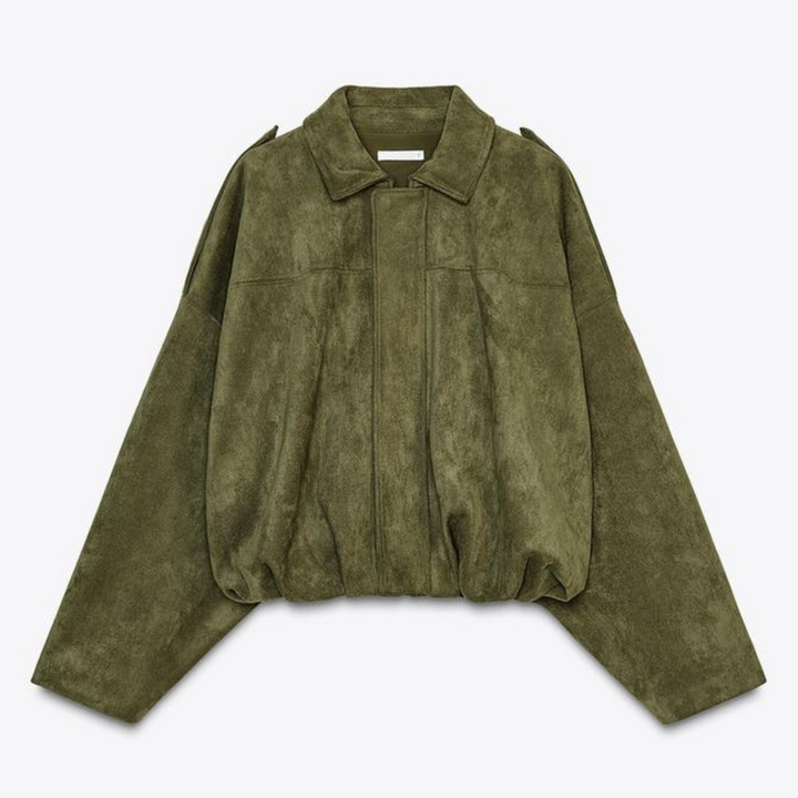 Damen Langarmjacke mit spitzem Kragen und Schulterriegeln