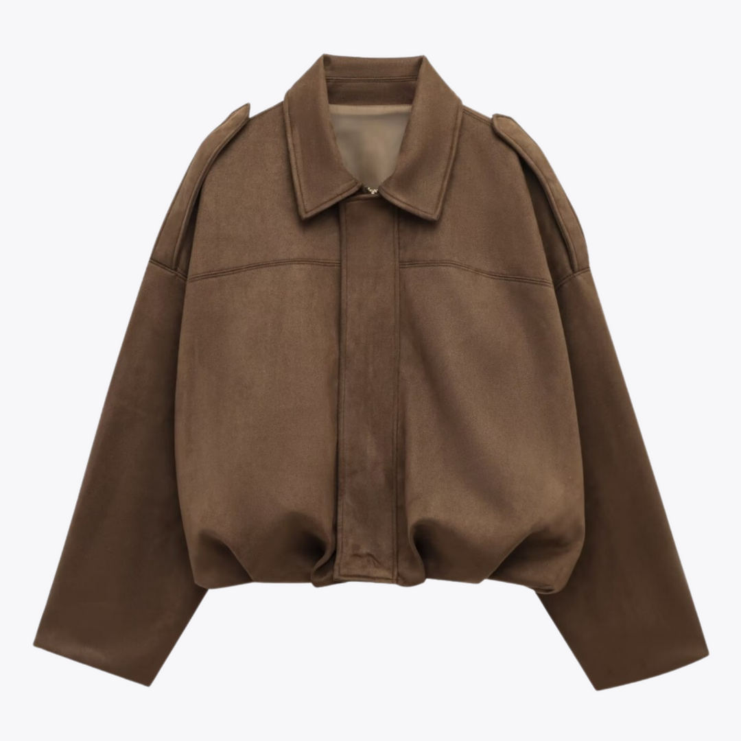 Damen Langarmjacke mit spitzem Kragen und Schulterriegeln