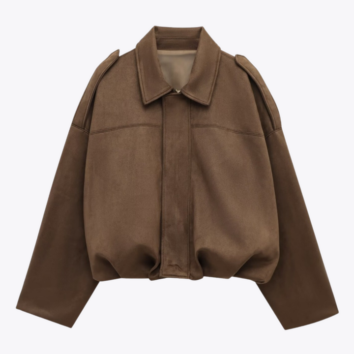 Damen Langarmjacke mit spitzem Kragen und Schulterriegeln