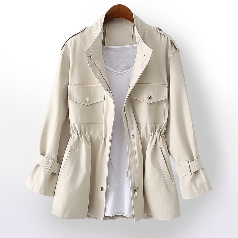 Damen Langarmjacke mit Stehkragen und Taschen
