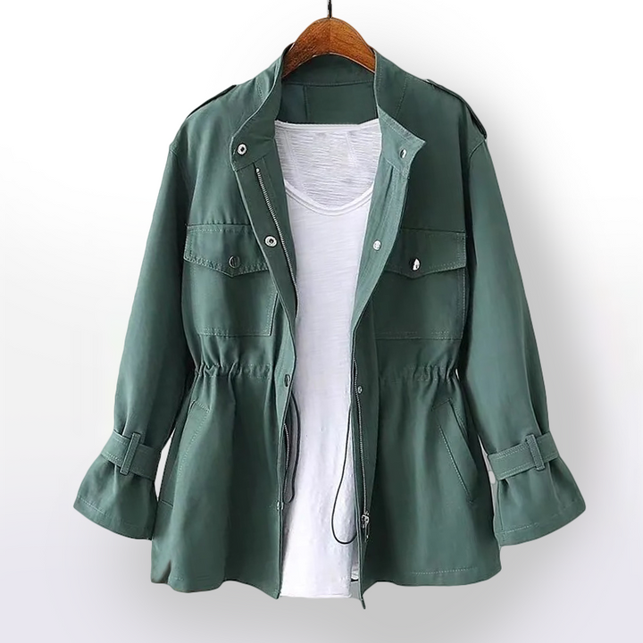 Damen Langarmjacke mit Stehkragen und Taschen