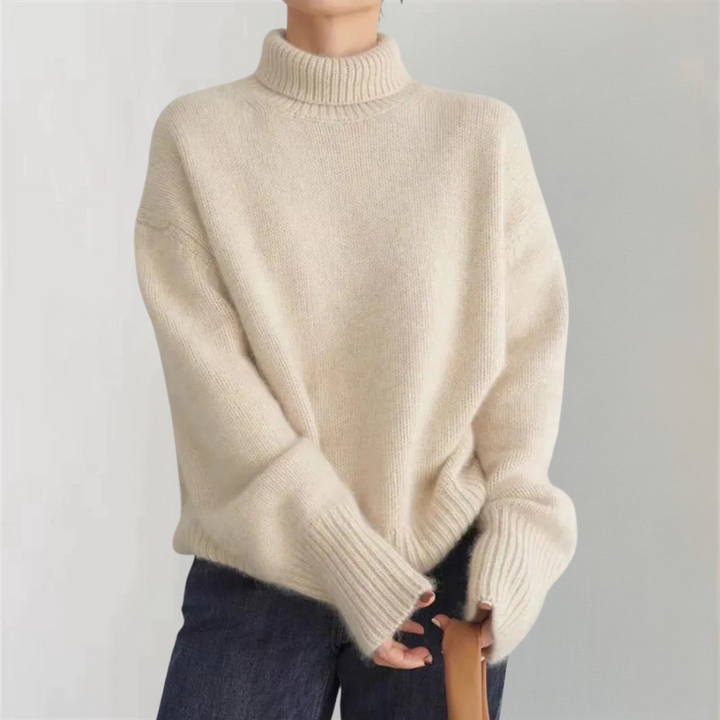 Damen Langarmpullover mit Rollkragen und breiten Rippbündchen