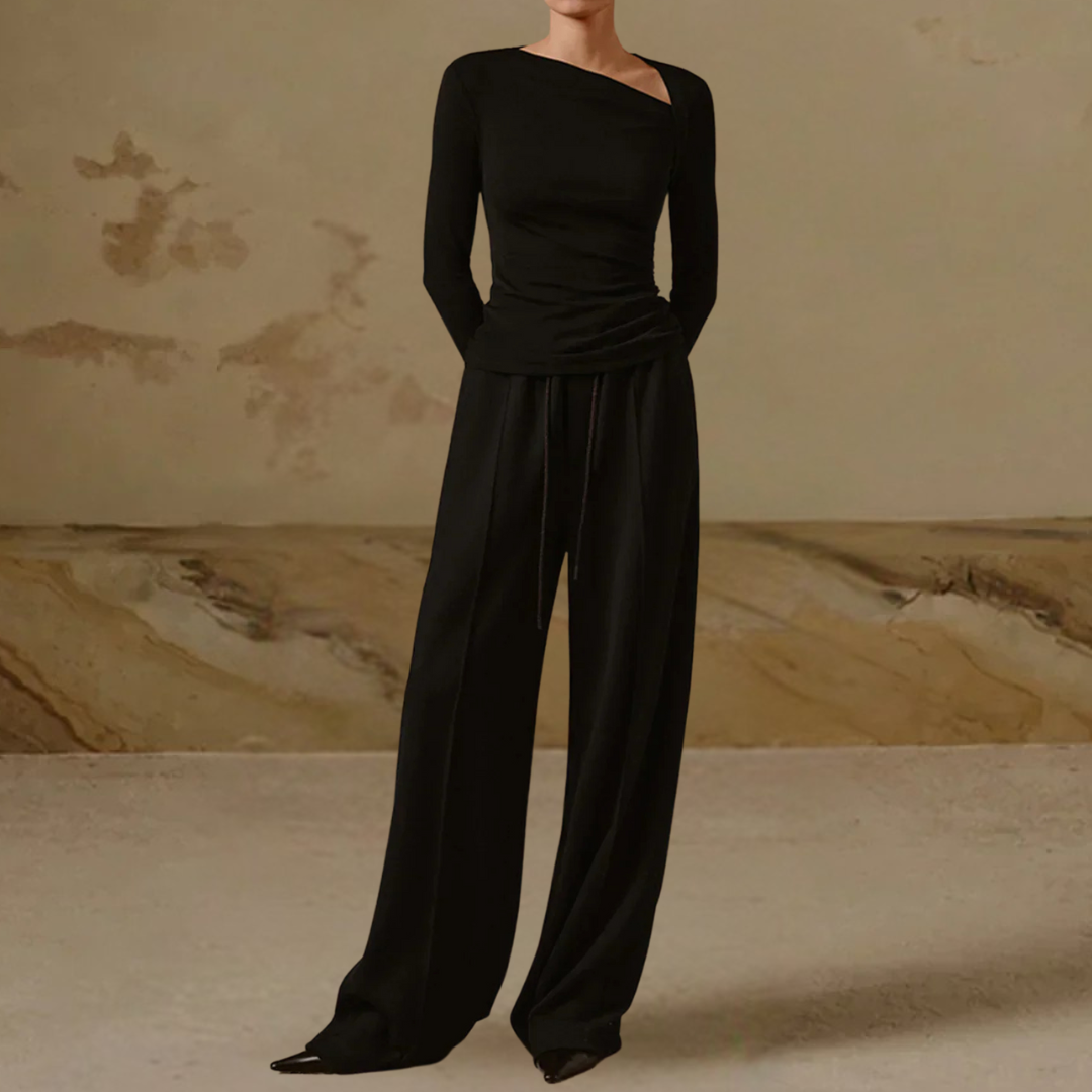 Damen Langarmtop mit Asymmetrischem Halsausschnitt