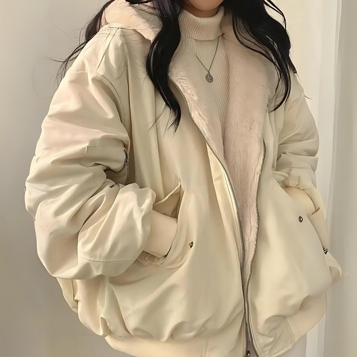 Damen Langjacke mit Kapuze und Frontreißverschluss