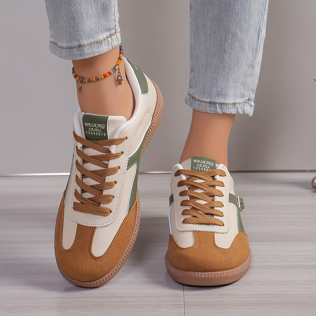 Damen Low-Top Sneaker mit runder Spitze und seitlichem Schnallenriemen