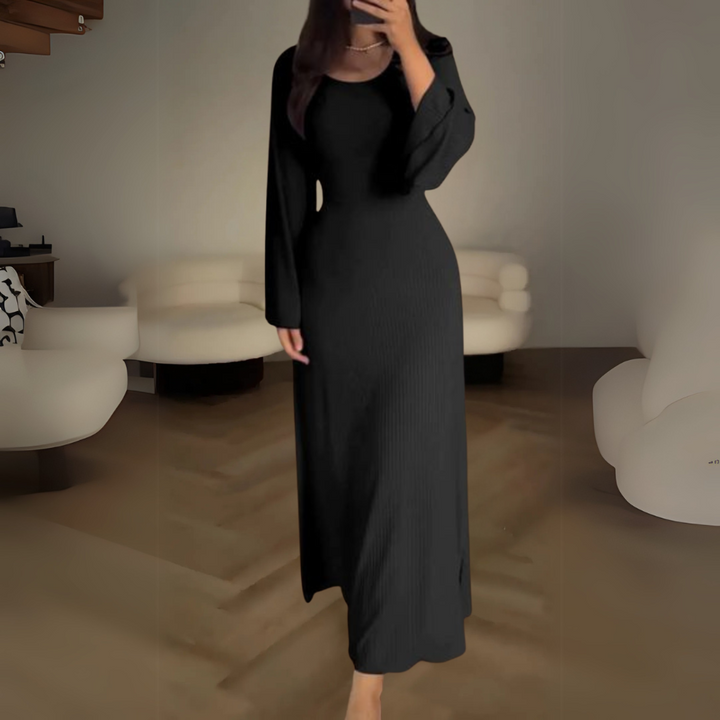 Damen-Maxikleid mit knöchellangem Saum und Schnürung am Rücken