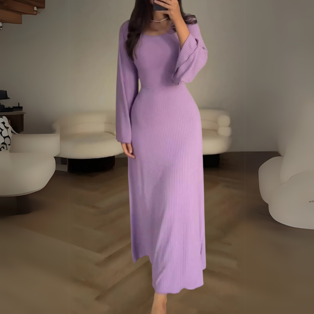 Damen-Maxikleid mit knöchellangem Saum und Schnürung am Rücken