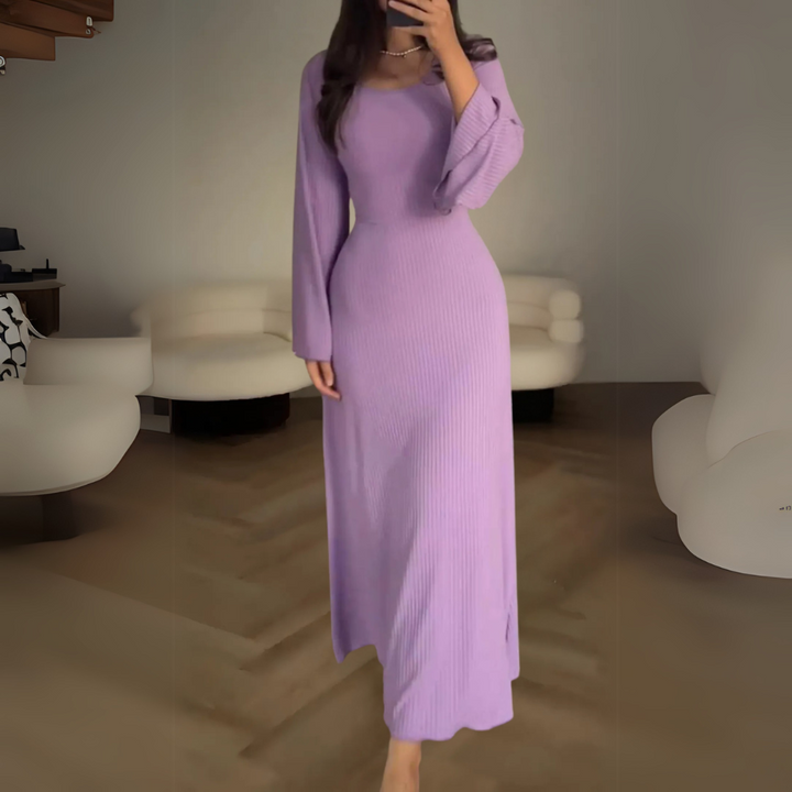 Damen-Maxikleid mit knöchellangem Saum und Schnürung am Rücken