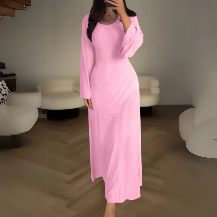 Damen-Maxikleid mit knöchellangem Saum und Schnürung am Rücken