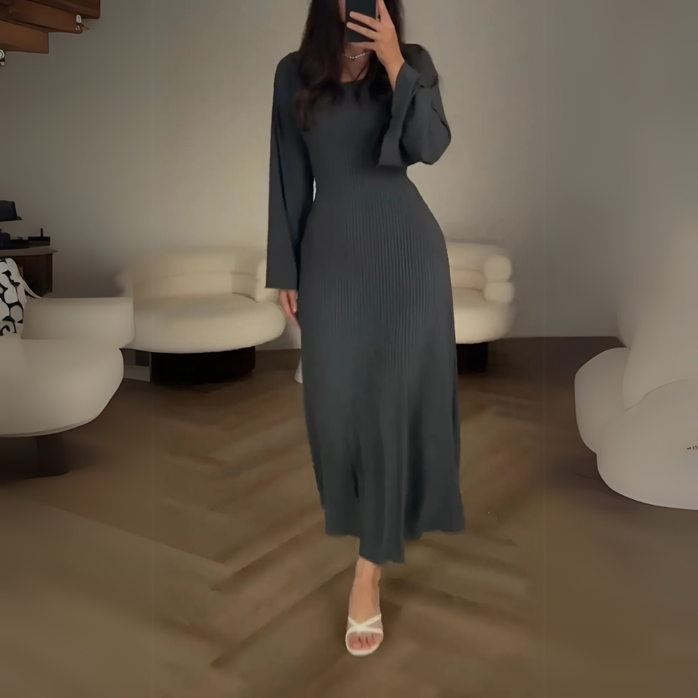 Damen-Maxikleid mit knöchellangem Saum und Schnürung am Rücken