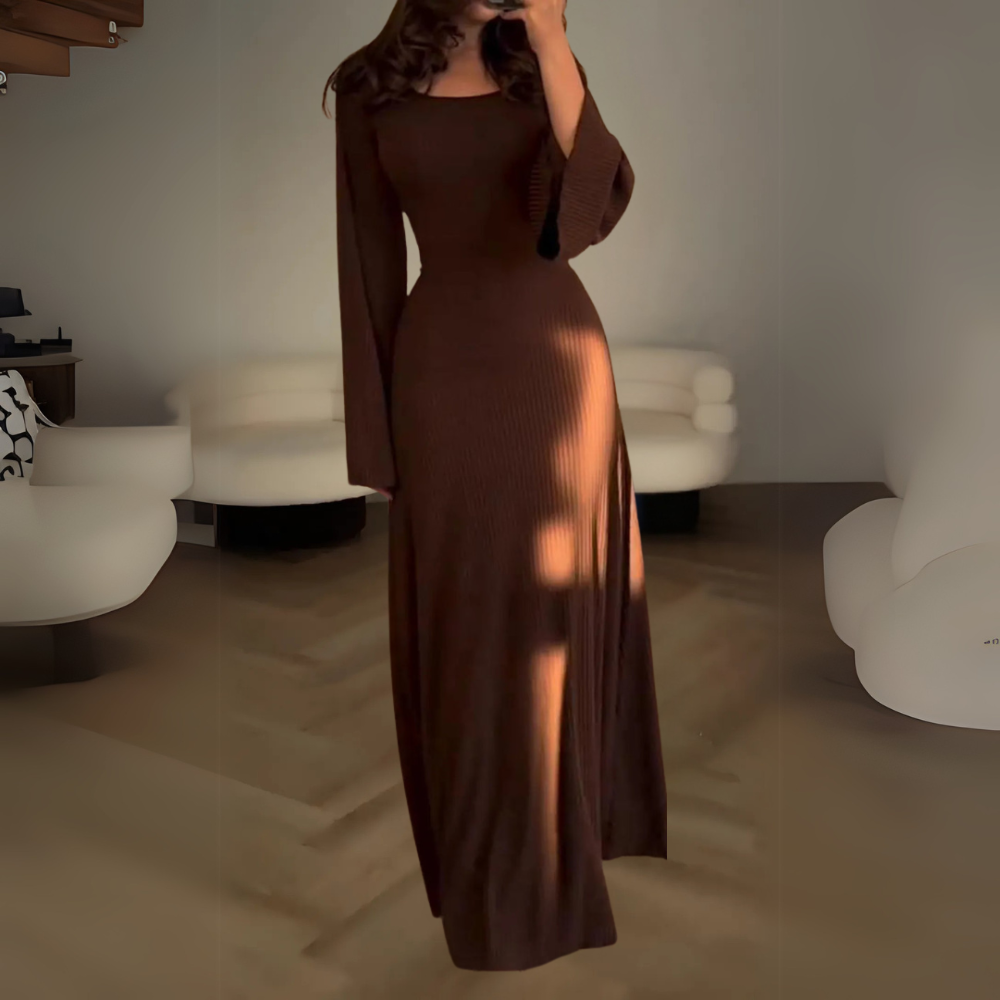 Damen-Maxikleid mit knöchellangem Saum und Schnürung am Rücken
