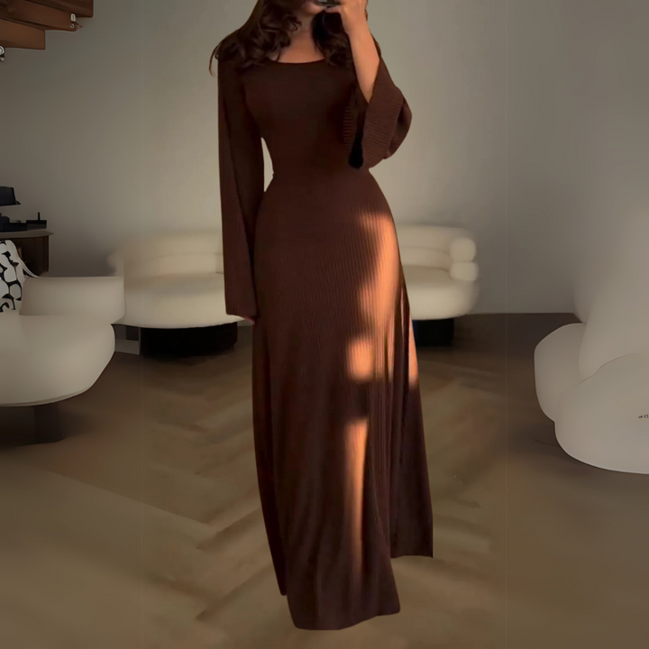 Damen-Maxikleid mit knöchellangem Saum und Schnürung am Rücken