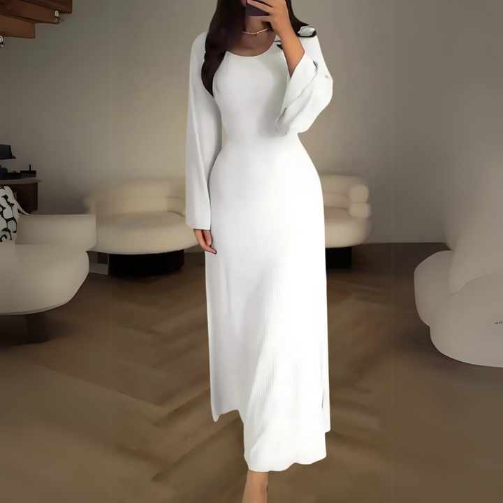 Damen-Maxikleid mit knöchellangem Saum und Schnürung am Rücken