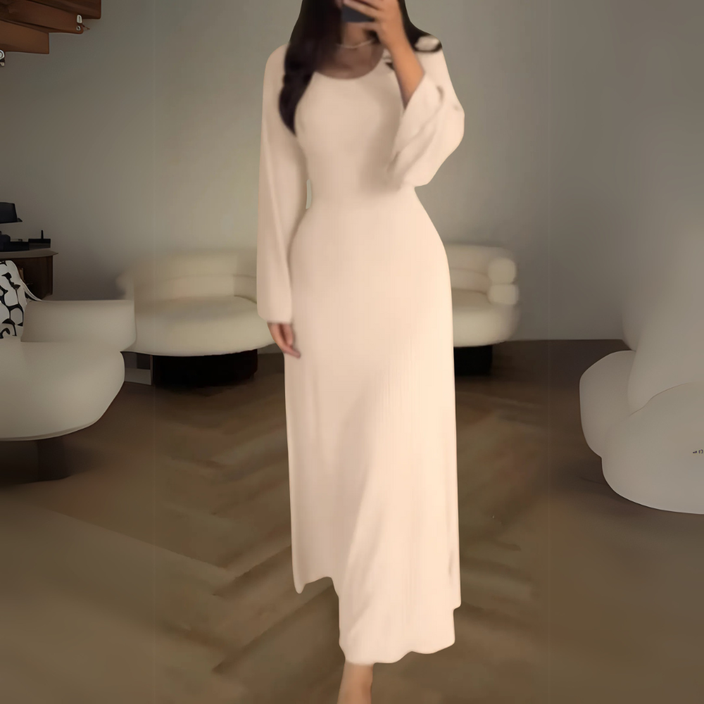 Damen-Maxikleid mit knöchellangem Saum und Schnürung am Rücken