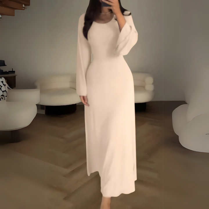 Damen-Maxikleid mit knöchellangem Saum und Schnürung am Rücken