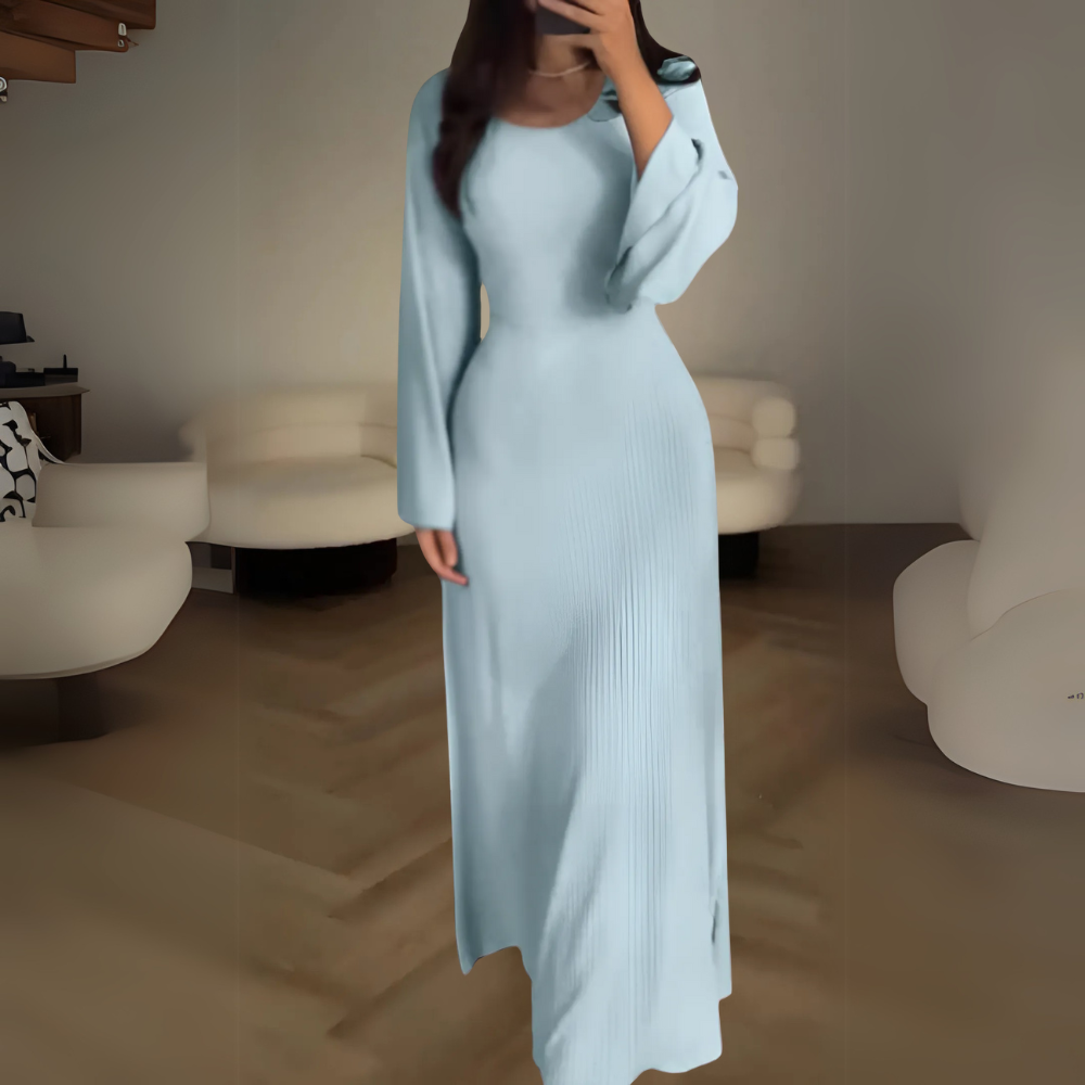 Damen-Maxikleid mit knöchellangem Saum und Schnürung am Rücken
