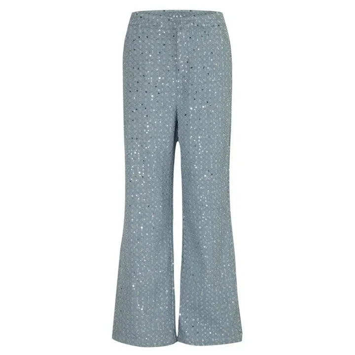 Damen-Pailletten-Set mit trägerlosem Oberteil und Gerade Hosen