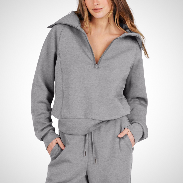 Damen-Set mit Breitem Kragen und Hose mit Geradem Schnitt